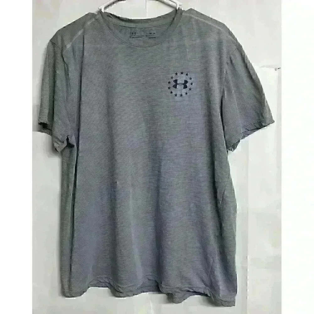 Under‎ Armour Threadborne Shirt Mens XL Short Sleeve HeatGear Light Gray